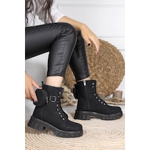 Woggo Nubuk Bağcıklı Kadın Bot Ayakkabı Twg 7640 Siyah 001