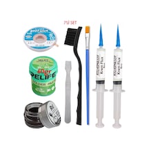 Relıfe Rl-402 Krem Lehim 183 C 40gr Havya Uç Temizleyici Flux Lehim Toplama Cp-2515 Emme Teli Fırça Yedili Set02