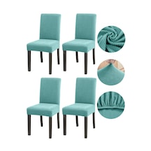Bambu Nano Kumaş Likralı Lastikli Sandalye Kılıfı Yıkanabilir Esnek Sandalye Örtüsü 4 Lü Set Mint Yeşil