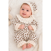 Genel Markalar Bebek Leopar Desenli Tulum + Şapka Çok Renkli Çok Renkli