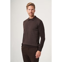 İmza Kahverengi Polo Yaka Uzun Kol Örme Comfort Fit Pamuklu Kazak 1012265153 K.kahve-s.kahve