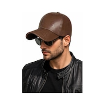 Valkyrie Erkek Açık Kahverengi Deri Şapka Kavisli Siperlikli Ayarlanabilir Spor Günlük Baseball Cap Kahve