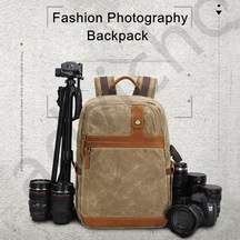Lebıhmurah Wbp1708 Çok Fonksiyonlu Batik Kanvas Kamera Sırt Çantası Dslr Kamera Çantası Açık Su Geçirmez Büyük Kapasiteli Seyahat Fotoğrafçılığı Çantası Canon Nikon Sony Dijital Slr İçin