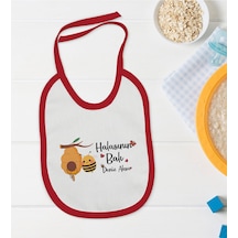 BK Kids Kişiye Özel Halasının Balı Tasarımlı Kırmızı Bebek Mama Önlüğü Kırmızı