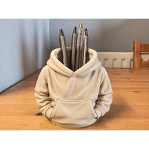 3d Baskı Kapüşonlu Sweatshirt Kalemlik - Masaüstü Organizer-bej Çok Renkli