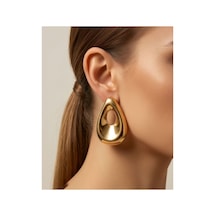 Yuvarlak Model Modern Kadın Küpe Sarı Sarı