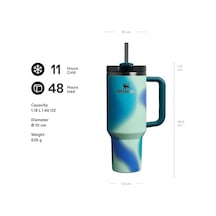Quencher Pipetli Termos Bardak, 1.18 Litre, Turkuaz Desenli Coastal Teal Açık Beyaz