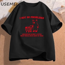 Flood Of Style Ben 99 Sorunları Var Ve Kendimi Küçük Bir T Shirt Pamuk Kısa Kollu Unisex T-shirt Rahat Kısa Siyah