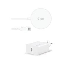 Aircharger M+ Magsafe Uyumlu Kablosuz Şarj Aleti Ve Pd 20w Seyahat Şarj Aleti Beyaz