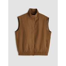 Lc Waikiki Yeşil Dik Yaka Oversize Kadın Yelek Yesil
