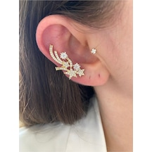 Kayan Yıldız Altın Kaplama Kadın Earcuff Kıkırdak Küpe 001