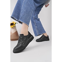 Nesilshoes Nesil Shoes Comfo 100 Siyah Hakiki Soft Deri Kadın Sneakers