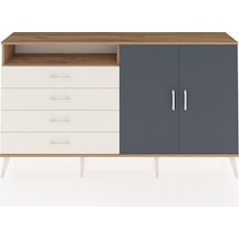 Arges Konsol 3 Raflı 4 Çekmeceli 2 Kapaklı 176x30x99 Çam-antrasit Çam-antrasit/aytaşı
