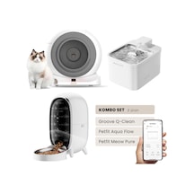 Groove Q-clean Akıllı Otomatik Kedi Tuvaleti Gri - Petfit Aqua Flow Akıllı Bataryalı Su Pınarı Çeşmesi + Petfit Meow Pure Akıllı Otomatik Mama Kabı Bundle