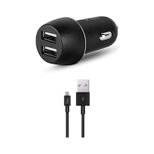 Duo 3.1a Araç Şarj Aleti Çift Usb + Micro Usb Kablo Siyah