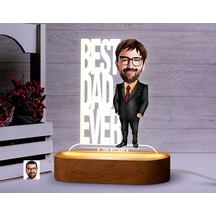 Bk Gift Kişiye Özel Baba Karikatürlü Dekoratif 3d Biblo Led Işıklı Gece Lambası-3, Babaya Hediye, Babalar Günü Hediyeleri Kobitmeyen138230 Bk Gift