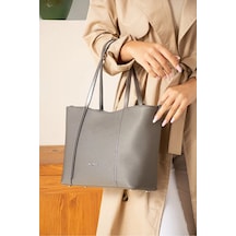 Just Polo Kadın Günlük Kullanıma Uygun Büyük Boy Ayarlanabilir Askılı Lüks El & Omuz Çantası Shoulder Bag Gri
