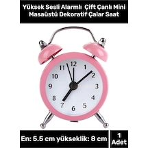 Premium Yüksek Sesli Alarmlı Pilli Dekoratif Çift Çanlı Mini Masaüstü Analog Dekoratif Çalar Saat