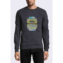 Mini Cooper S Baskılı Füme Antrasit Erkek Örme Sweatshirt