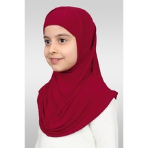 Hürrem Bone Kırmızı Pratik Hazır Geçmeli Çocuk Tesettür Bone Sandy Kumaş Kend Kırmızı