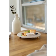 Akayev Traverten 19 Cm Altın Boncuk Ayaklı Sunumluk Çok Renkli