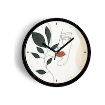 Minimalist Çizgi Sanatı Kadın Figürü Modern Duvar Saati - 30cm - Önü Camlı Siyah Kasa-jh0690 Siyah