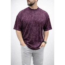 Erkek Premium Tişört Osy Yumuşak Dokulu Yıkamalı Oversize T-shirt - Bordo
