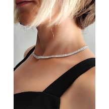 Su Yolu Baget Model Silver Gümüş Renkli Çelik Kolye Gümüş