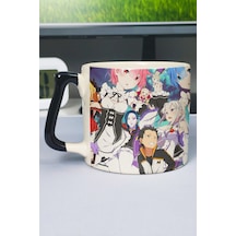 Re Zero Anime Baskılı Seramik Lüks Kupa 1 Adet Özel Siyah Kulp Dalga Kulp V4d Çok Renkli