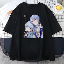Tarzsokak Siyah Genshin Etki Kamisato Ayato Ve Ayakas Anime Baskı Tees İlkbahar Ya Siyah