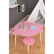Yuvarlak Yaz Sil Yüzey Çocuk Masa Sandalye Takımı 1 Aktivite Oyun Masası 3 Sandalye - Pembe