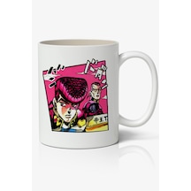 Jojo's Bizarre Adventure Josuke And Okuyasu Temalı Beyaz Kupa Bardak Arkadaşa Sevgiliye Hediye Beyaz
