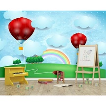 Renkli Balonlar Ve Gökkuşağı Çocuk Odası Duvar Kağıdı