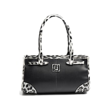 Silver Polo Sp1261 Kadın El Çantası Düz Siyah-leopar Gri