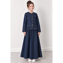 Angel&co. Girls Clothing Kot Peplum Ceket Ve Etek Takımı İndigo Jean - 738050578 İndigo Jean