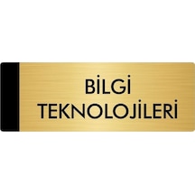 Metal Yönlendirme Levhası, Departman Kapı Isimliği Bilgi Teknolojileri 5x20 Cm Altın Renk
