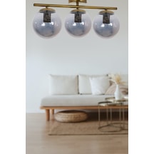 Nika Modern Salon - Mutfak - Yatak Odası Eskitme Füme Cam Modern 3 Lü Avize Diğer