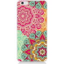 Apple Uyumlu iPhone 6 Plus Silikon Kılıf Tribal Mandala Çiçek