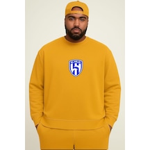 Benroma Al Hılal Baskılı Büyük Beden Unisex Sweatshırt Sarı