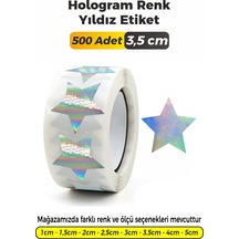 Hologram Renk Yıldız Kesim Etiket 3,5cm 500 Adet Çok Renkli