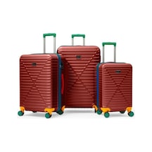 3'lü Valiz Seti %100 Polikarbon Valiz 4x2 Teker Bordo 1088 Bordo
