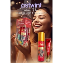 Tropical Flower Vücut Spreyi 200ml Vücut Kremi 50ml Ferahlatıcı Deniz Esintisi Çiçeksi Parfüm Kokusu
