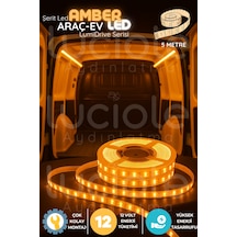 Lumidrive 5m Amber 12v Şerit Led Turuncu Araç İçi Dekoratif Işık, Kablolu, Kesilebilir, Yapışkanlı