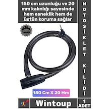 Kilit Sağlam Halat Yüksek Güvenlikli 2 Anahtarlı Motor Tam Koruma 150 Cm 20 Mm Motosiklet Kilidi