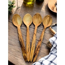 F&s Woodart 4 Adet 22 Cm Zeytin Ağacı Tahta Kaşık Yemek Çocuk Mama Sahan Kaşığı