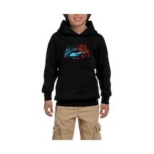 Zepplin Giyim Lamborghini Blue Red Neon Siyah Çocuk Kapşonlu Sweatshirt