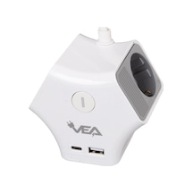Vea 2 Adet Usb 1 Adet Type-c Girişli 3680 Watt 16 Amper 1.5 Metre Kablolu Anahtarlı Çoklu Priz Golyat Fiş