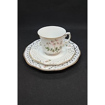 Linnea Borealis Ajurlu Vintage Duble Kahve/çayfincanı 3 Parça Beyaz