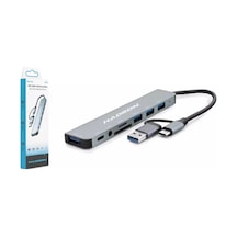 Hadron Hdx7828 Type-c Hub Combo 8-in-1 - 3xusb 3.0 + 3.5mm Ses + Sd/tf