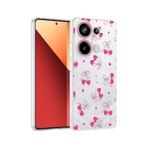 Redmi Note 13 Pro 4g Kılıf Kamera Korumalı Desenli Zore Klip Kapak - Kalpli Kiraz -